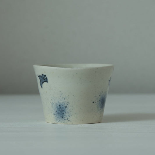 AI15B 吹墨千鳥文猪口 伊藤明美