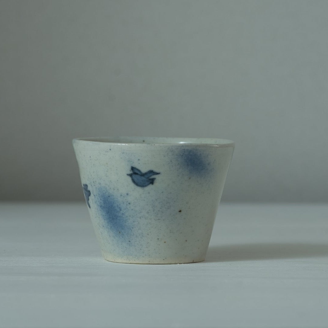 AI15C 吹墨千鳥文猪口 伊藤明美
