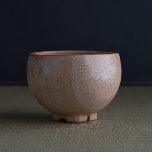 ko.YT03 吉野桃李 萩割俵茶碗