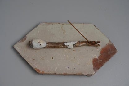 離岸謹製　香立て＋香台B　アンティークデルフト六角タイルと深海松