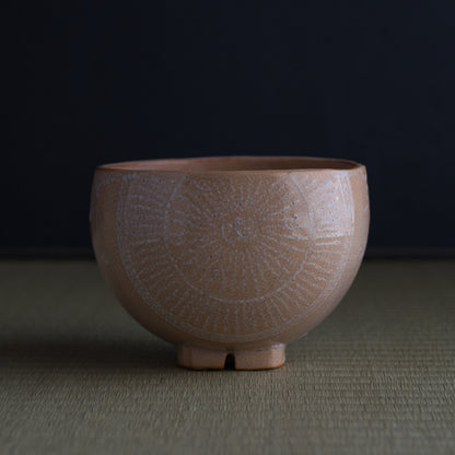 ko.YT03 吉野桃李　萩割俵茶碗